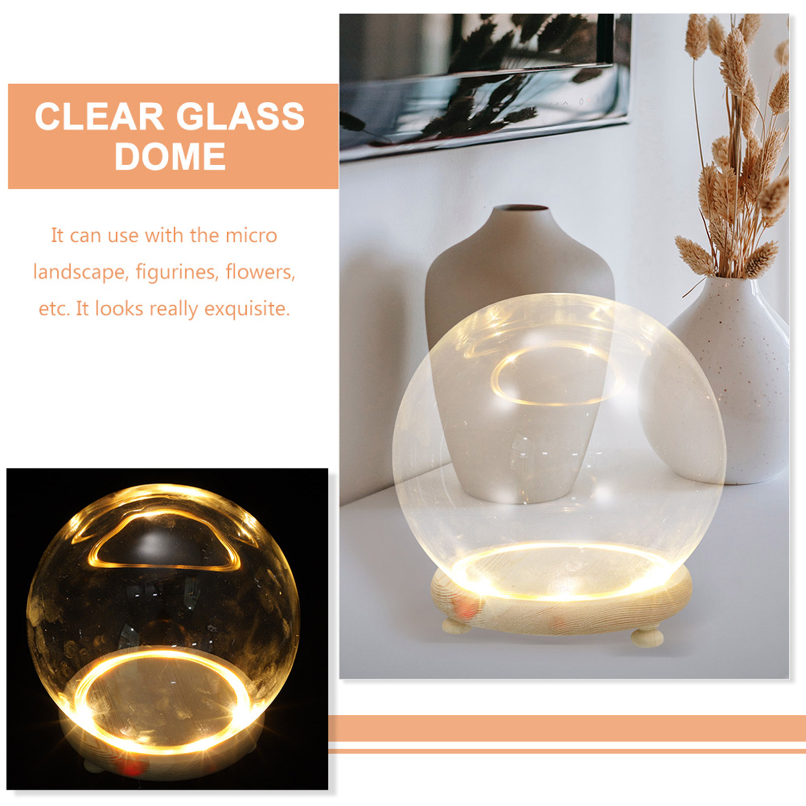 Clear Glass Dome Display Case  - Plastic Dome Clear 评论和价格