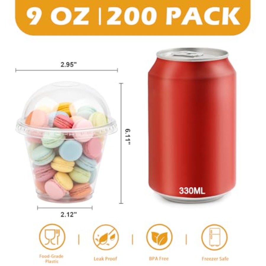 200 Pack 9 oz Clear Plastic Cu - Plastic Dome Clear 评论和价格