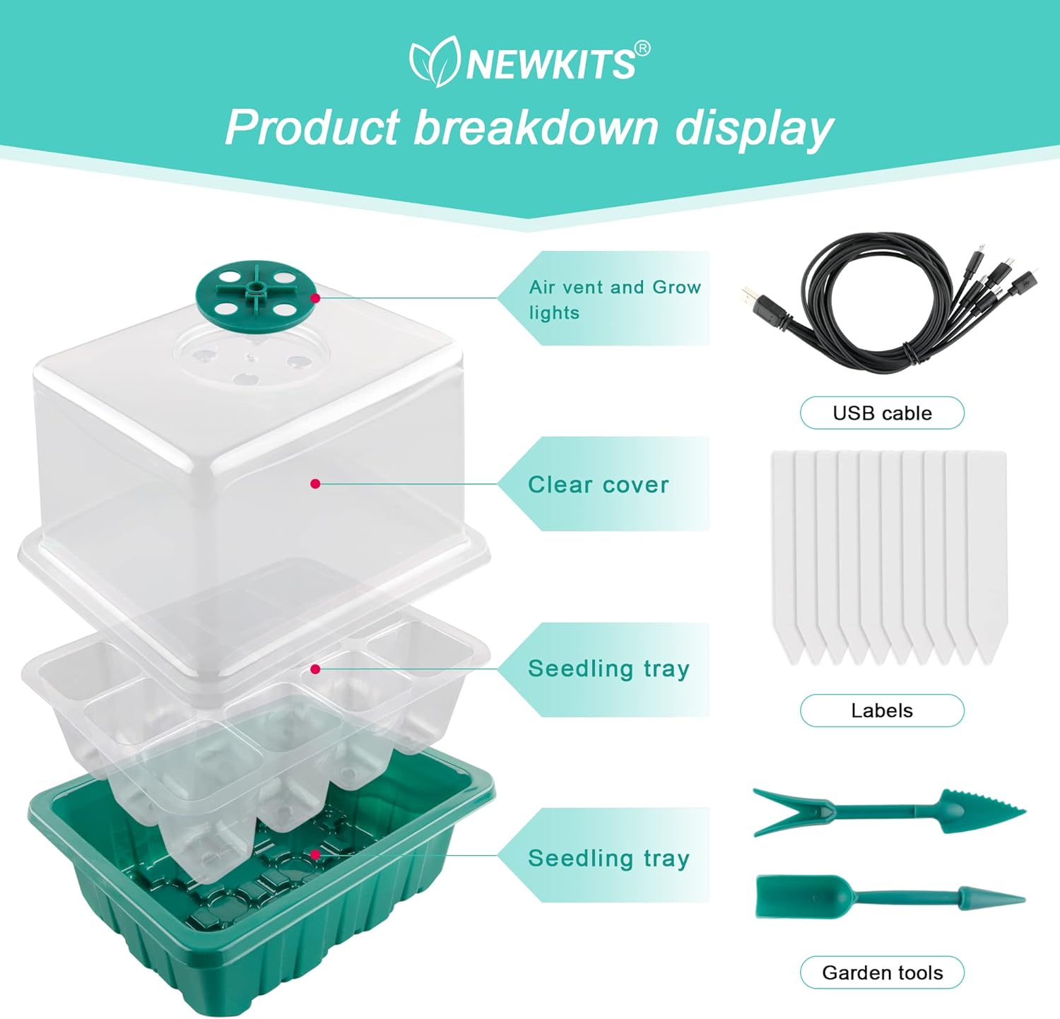 Seed Starter Tray with Grow Li - Humidity Dome Kit 评论和价格