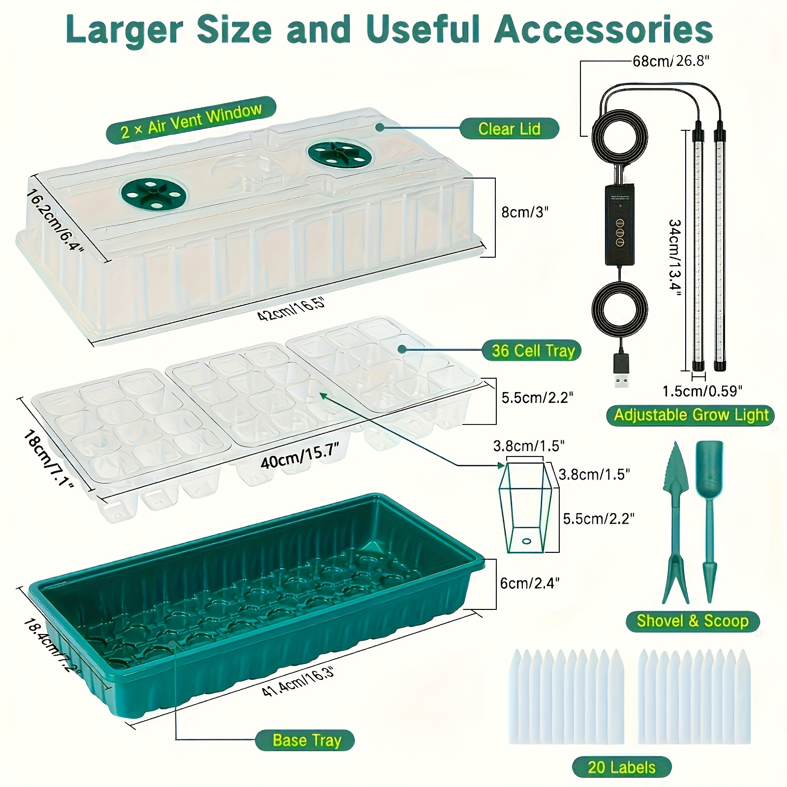 36-Cell Seed Starter Tray w/ G - Humidity Dome Kit 评论和价格