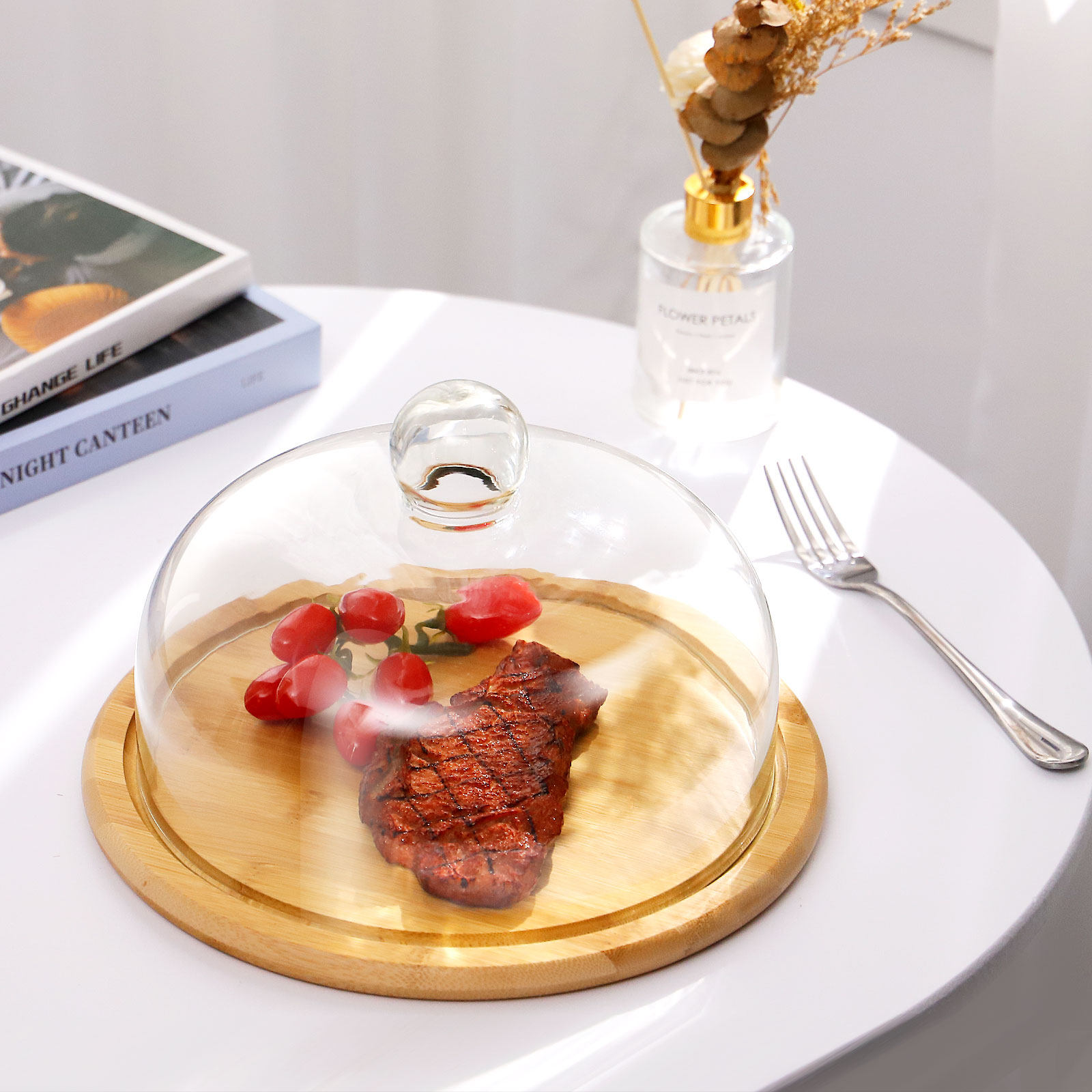 1Set Cake Holder Glass Dome Co - Plastic Dome Clear 评论和价格